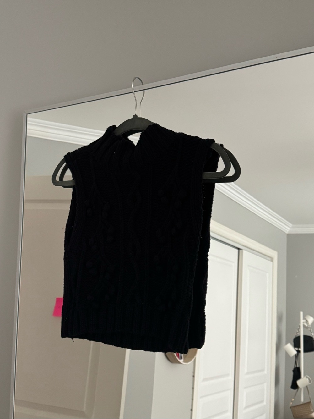 MINKPINK Black Cable Knit Turtleneck Sweater Vest